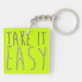 NEEM HET EENVOUDIG + uw achtergrond Sleutelhanger (Achterkant)