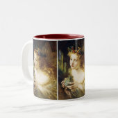 Neem het eerlijke gezicht van de vrouw tweekleurige koffiemok (Voorkant links)