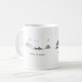 Neem het ervan / Ontsnap & Ontspan – Minimalistisc Koffiemok (Voorkant links)