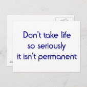 Neem het leven niet zo serieus briefkaart (Voorkant / Achterkant)