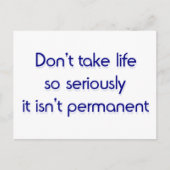 Neem het leven niet zo serieus briefkaart (Voorkant)