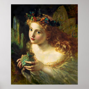 Neem het mooie gezicht van de vrouw, vlinderfeeën poster
