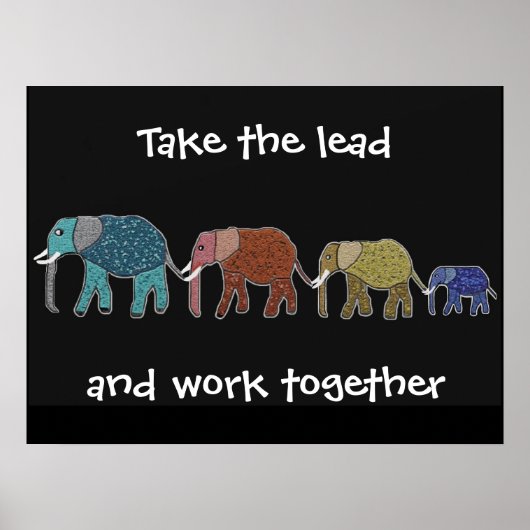 Neem het Motivatie Poster van de Lead Elephants (Voorkant)