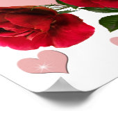 Neem het risico Quote Roze harten rode rozen Poster (Hoek)