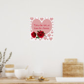 Neem het risico Quote Roze harten rode rozen Poster (Keuken)