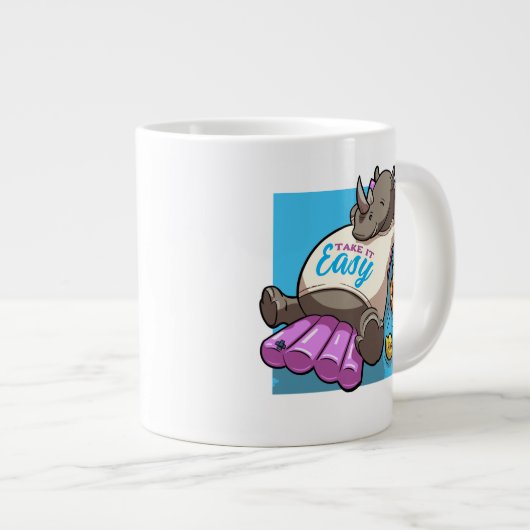 Neem het rustig ontspannen neushoorn grappig zwemb grote koffiekop (Voorkant rechts)
