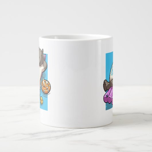 Neem het rustig ontspannen neushoorn grappig zwemb grote koffiekop (Voorkant)