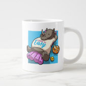 Neem het rustig ontspannen neushoorn grappig zwemb grote koffiekop (Rechts)