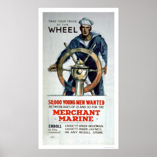 Neem het wiel — Merchant Marine (US02058) Poster (Voorkant)