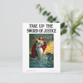 Neem het zwaard van de rechtvaardigheid op briefkaart (Staand voorkant)