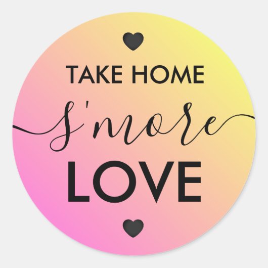 Neem Home S'more Liefde Roze Geel Hart Stickers (Voorkant)