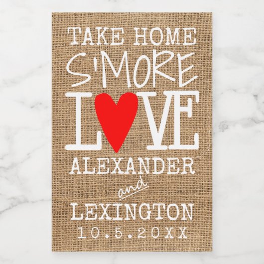 Neem Home's More Love Country Burlap Look Voedselcontainer Etiket (Enkel label)