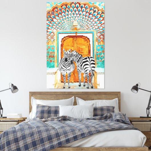 Neem je strepen waar je ook gaat schilderen, Zebra Canvas Afdruk (Insitu (Slaapkamer))
