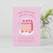 Neem je taart en eet het twee 2e verjaardag kaart (Staand voorkant)