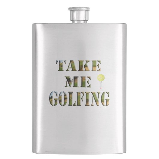 Neem me Golfing, Klassieke Hip Flask Flacon (Voorkant)