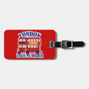 Neem me Hoger in London Cartoon Bus Fun Bagagelabel
