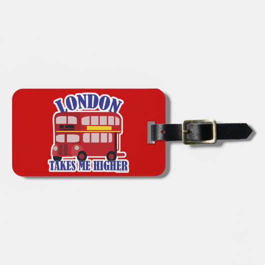 Neem me Hoger in London Cartoon Bus Fun Bagagelabel (Voorkant horizontaal)