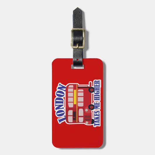 Neem me Hoger in London Cartoon Bus Fun Bagagelabel (Voorkant verticaal)