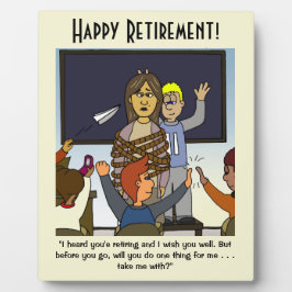 Neem me mee met de pensioenplaquette voor leraren fotoplaat