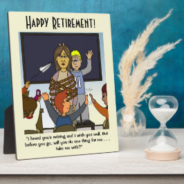Neem me mee met de pensioenplaquette voor leraren fotoplaat