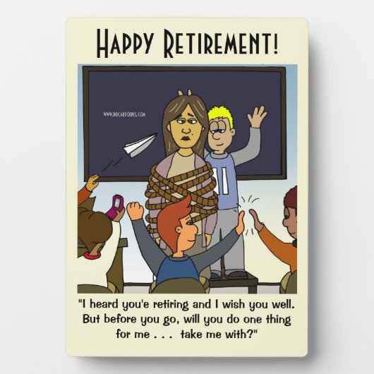 Neem me mee met leraar medium pensioen plaque fotoplaat (voorkant)