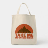Neem me mee, mountainbiken tote bag (Achterkant)