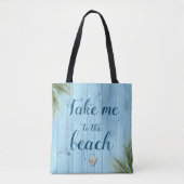 Neem me mee naar Beach Coastal Lichtblauw Rustiek  Tote Bag (Voorkant)