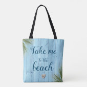 Neem me mee naar Beach Coastal Lichtblauw Rustiek  Tote Bag (Achterkant)