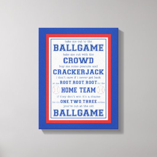 Neem me mee naar de Ballgame, Baseball Canvas Afdruk (Voorkant)