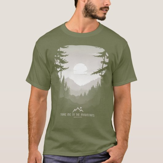 Neem me mee naar de bergen Grafische Bos Mist T-shirt (Voorkant)