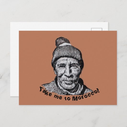 Neem me mee naar Marokko Marrakesh Old Man Wall Pa Briefkaart (Voorkant / Achterkant)