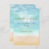 Neem me mee naar Turks Vakantie Bachelorette Bruil Bedankkaart (Voorkant / Achterkant)