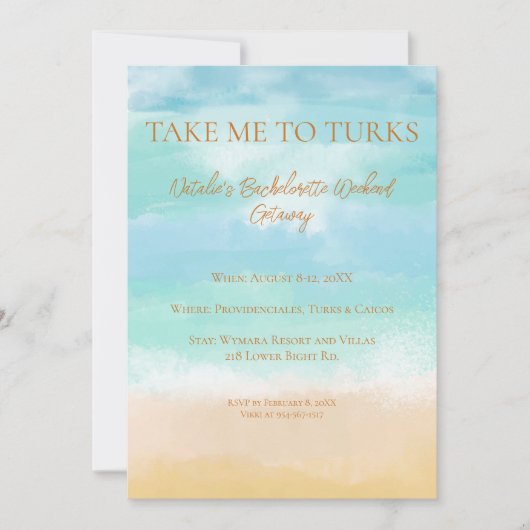 Neem Me Mee Naar Turks Vakantie Bachelorette Bruil Kaart (Voorkant)