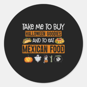 Neem me mee om Halloween-goodies te kopen en om Me Ronde Sticker