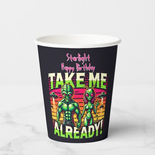 Neem me mee voorbij de sterren! papieren bekers (Achterkant)