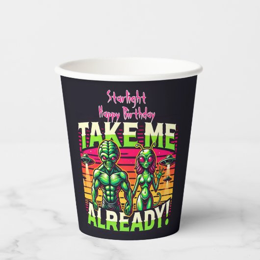 Neem me mee voorbij de sterren! papieren bekers (Voorkant)