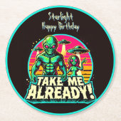 Neem me nu al mee! UFO-avonturen Ronde Kartonnen Onderzetter (Voorkant)