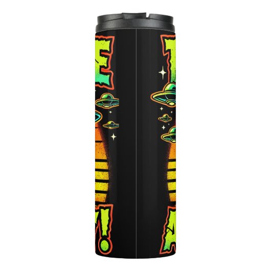 Neem me nu al, retro-stijl groene huid aliens thermosbeker (Achterkant)