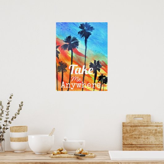 Neem me overal waar ik de sunset-reisprijsopgave h poster (Keuken)