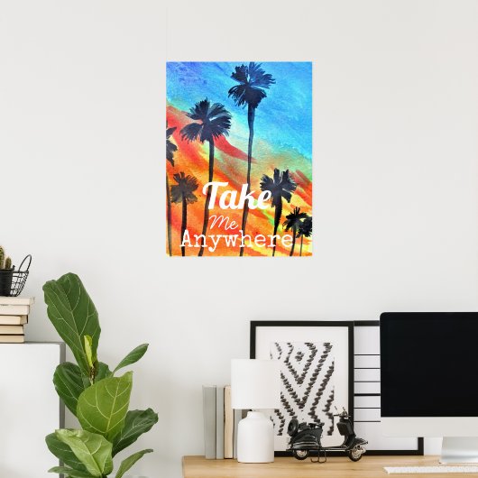 Neem me overal waar ik de sunset-reisprijsopgave h poster (Thuiskantoor)