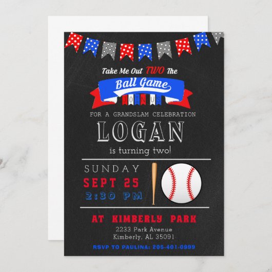 Neem me uit TWEE de Uitnodiging van de Ball Game v (Voorkant / Achterkant)