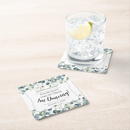 Neem mijn drankje niet, ik dans aangepaste eucalyp kartonnen onderzetters (Insitu)