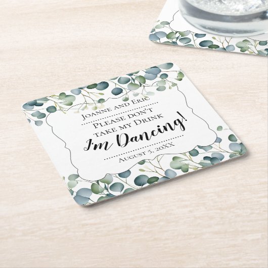 Neem mijn drankje niet, ik dans aangepaste eucalyp kartonnen onderzetters (Schuin)