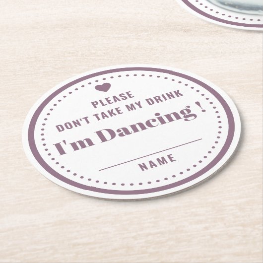 Neem mijn Drink naam geen Paarse bruiloft. Ronde Kartonnen Onderzetter (Gebogen)