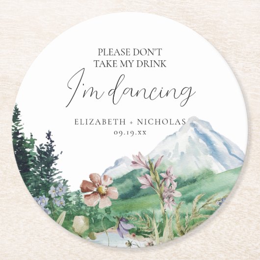 Neem mijn Drink niet | Bondenbloem Ronde Kartonnen Onderzetter (Voorkant)