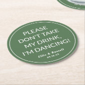 Neem mijn Drink niet, ik ben Dansbruiloft. Ronde Kartonnen Onderzetter (Gebogen)
