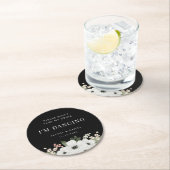 Neem mijn Drink niet, ik danst Black Floral. Ronde Kartonnen Onderzetter (Insitu)