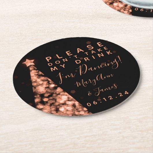 Neem mijn Drink niet. Roos Gold kerstbruiloft Ronde Kartonnen Onderzetter (Gebogen)