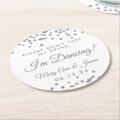 Neem mijn Drink niet. Silver Confetti White Ronde Kartonnen Onderzetter (Gebogen)