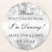Neem mijn Drink niet. Silver Shimmer Lights Ronde Kartonnen Onderzetter (Voorkant)